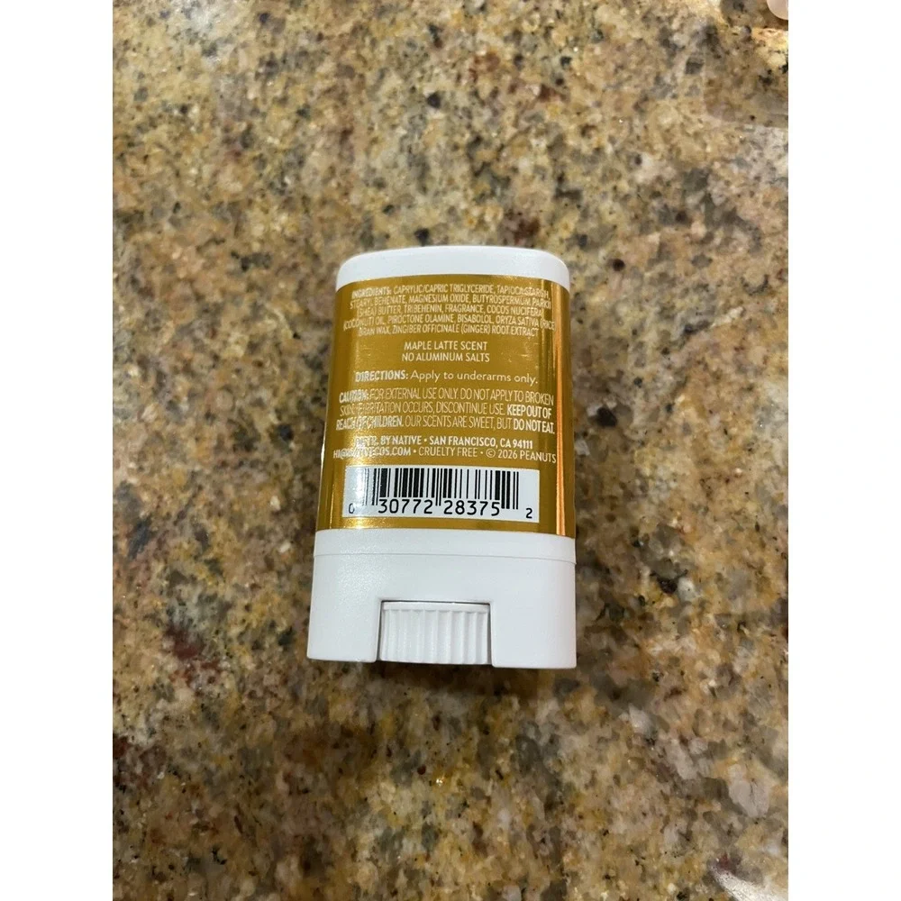 Native x Peanuts Maple Latte Aluminum-Free Deodorant Stick 0.35oz Travel Size